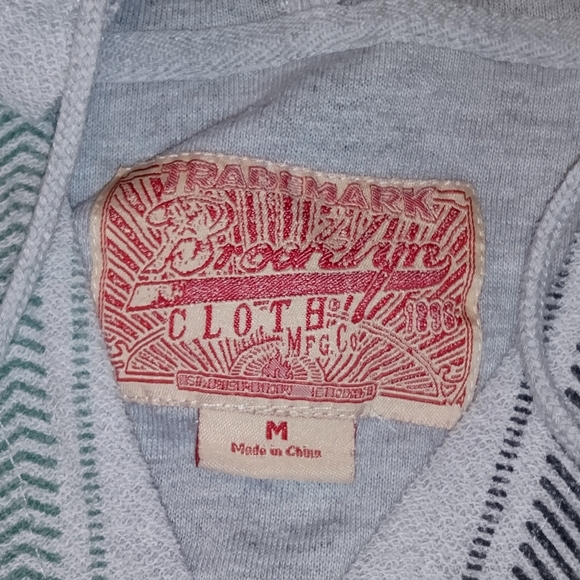 Boho Vibes Brooklyn Co Gray With Black and Green Stripes Hoodie Medium - Picture 3 of 4